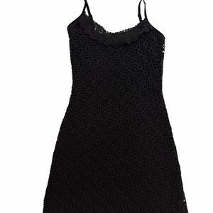 Cynthia Cynthia Steffe black crochet mini dress with lace trim